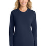 Port & Company Womens Core Long Sleeve Crewneck T-Shirt - Navy Blue