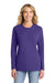 Port & Company LPC54LS Womens Core Long Sleeve Crewneck T-Shirt Purple Model Front