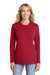 Port & Company LPC54LS Womens Core Long Sleeve Crewneck T-Shirt Red Model Front