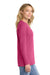 Port & Company LPC54LS Womens Core Long Sleeve Crewneck T-Shirt Sangria Pink Model Side