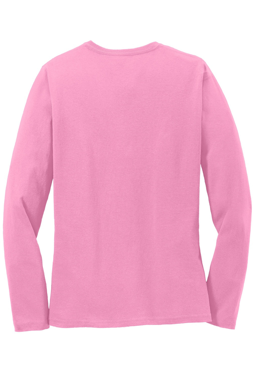 Port & Company LPC54LS Womens Core Long Sleeve Crewneck T-Shirt Candy Pink Flat Back
