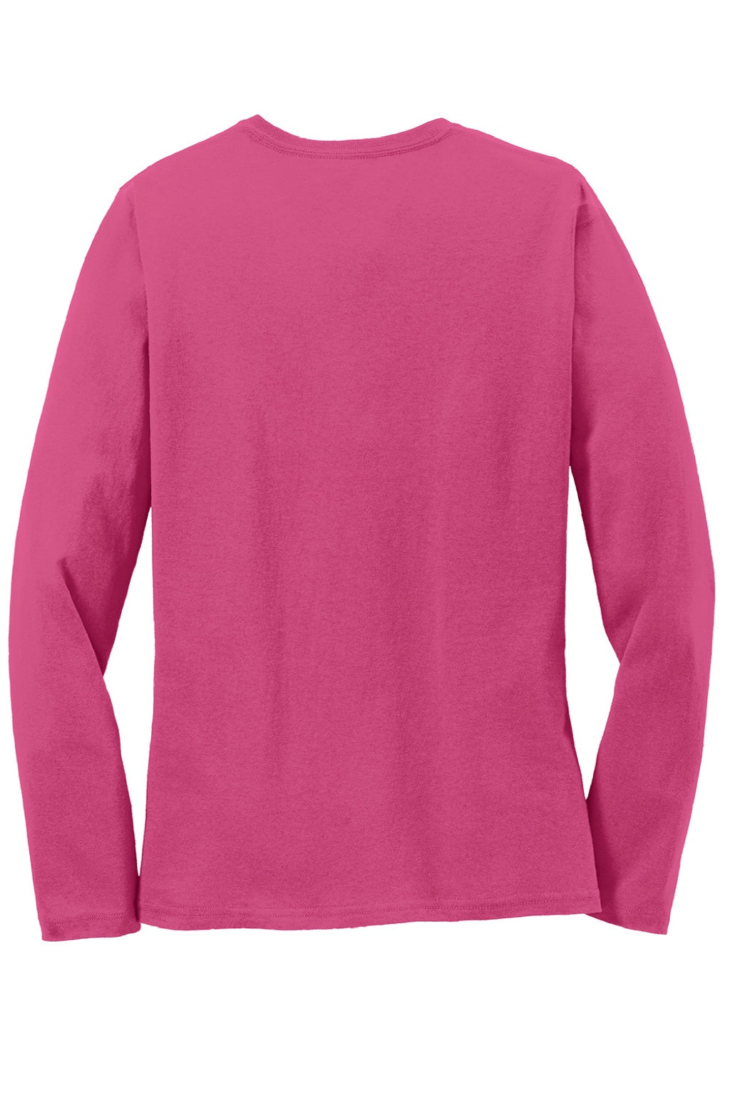 Port & Company LPC54LS Womens Core Long Sleeve Crewneck T-Shirt Sangria Pink Flat Back