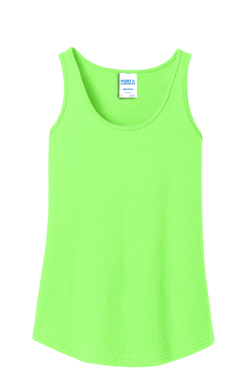 Port & Company LPC54TT Womens Core Tank Top Neon Green Flat Front