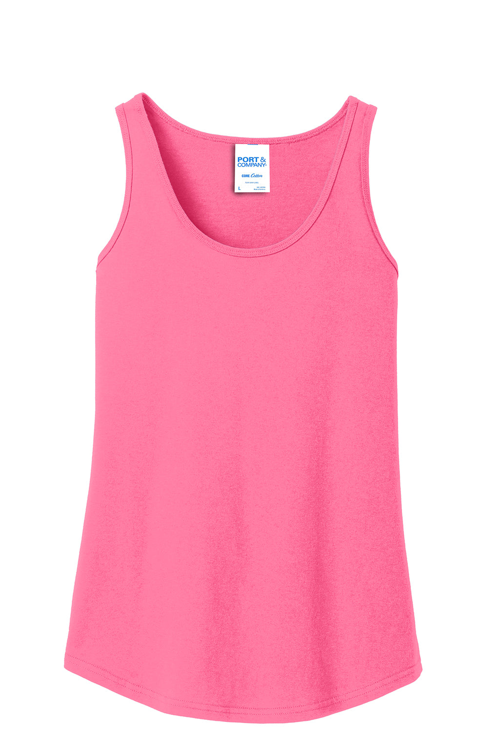 Port & Company LPC54TT Womens Core Tank Top Neon Pink Flat Front