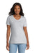 Port & Company LPC54V Womens Core Short Sleeve V-Neck T-Shirt Ash Grey Model Front