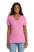 Port & Company LPC54V Womens Core Short Sleeve V-Neck T-Shirt Candy Pink Model Front