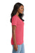 Port & Company LPC54V Womens Core Short Sleeve V-Neck T-Shirt Coral Model Side