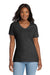 Port & Company LPC54V Womens Core Short Sleeve V-Neck T-Shirt Heather Dark Grey Model Front