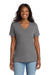 Port & Company LPC54V Womens Core Short Sleeve V-Neck T-Shirt Medium Grey Model Front