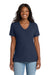Port & Company LPC54V Womens Core Short Sleeve V-Neck T-Shirt Navy Blue Model Front