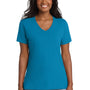 Port & Company Womens Core Short Sleeve V-Neck T-Shirt - Neon Blue
