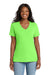 Port & Company LPC54V Womens Core Short Sleeve V-Neck T-Shirt Neon Green Model Front