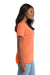 Port & Company LPC54V Womens Core Short Sleeve V-Neck T-Shirt Neon Orange Model Side