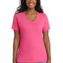 Port & Company Womens Core Short Sleeve V-Neck T-Shirt - Neon Pink