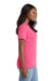 Port & Company LPC54V Womens Core Short Sleeve V-Neck T-Shirt Neon Pink Model Side