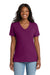Port & Company LPC54V Womens Core Short Sleeve V-Neck T-Shirt Raspberry Purple Model Front