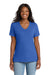 Port & Company LPC54V Womens Core Short Sleeve V-Neck T-Shirt Royal Blue Model Front