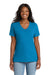 Port & Company LPC54V Womens Core Short Sleeve V-Neck T-Shirt Sapphire Blue Model Front
