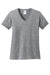 Port & Company LPC54V Womens Core Short Sleeve V-Neck T-Shirt Heather Grey Flat Front