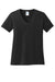 Port & Company LPC54V Womens Core Short Sleeve V-Neck T-Shirt Jet Black Flat Front
