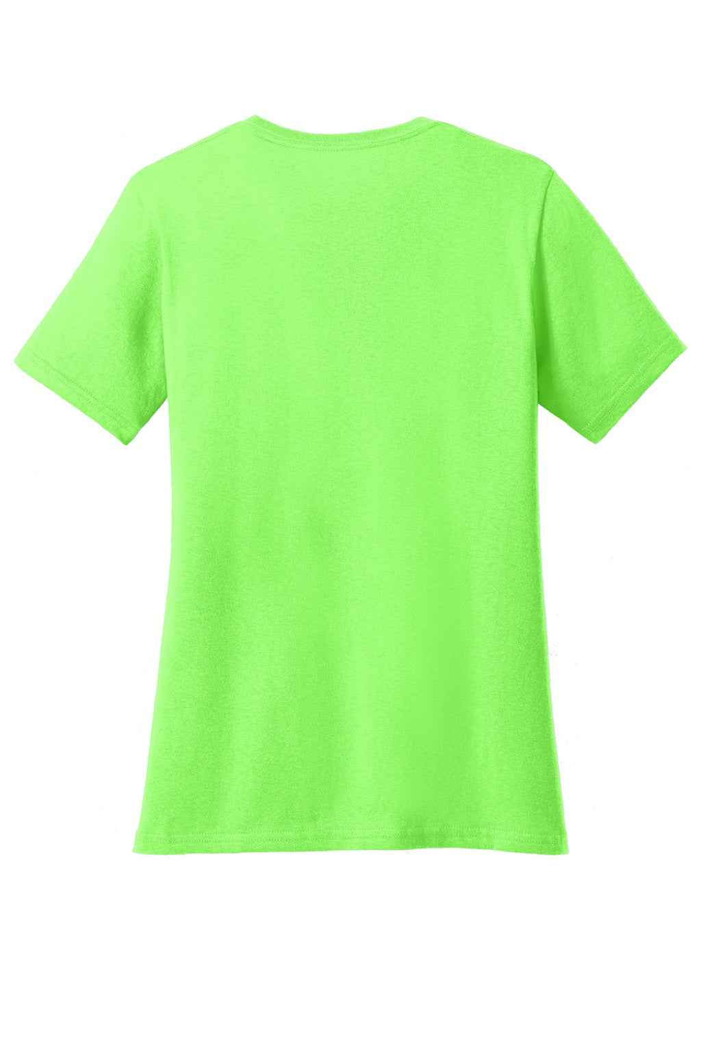 Port & Company LPC54V Womens Core Short Sleeve V-Neck T-Shirt Neon Green Flat Back