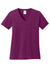 Port & Company LPC54V Womens Core Short Sleeve V-Neck T-Shirt Raspberry Purple Flat Front
