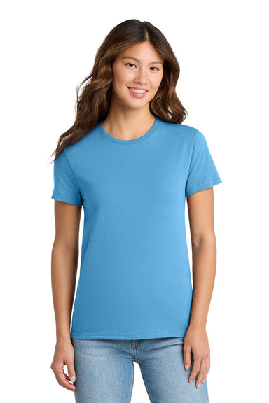 Port & Company LPC61 Womens Essential Short Sleeve Crewneck T-Shirt Aquatic Blue Model Front