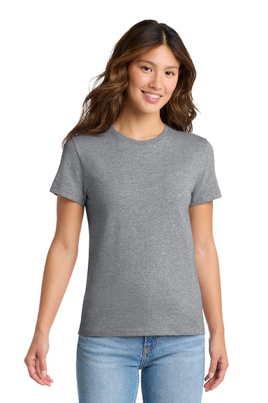 Port & Company LPC61 Womens Essential Short Sleeve Crewneck T-Shirt Heather Grey Model Front