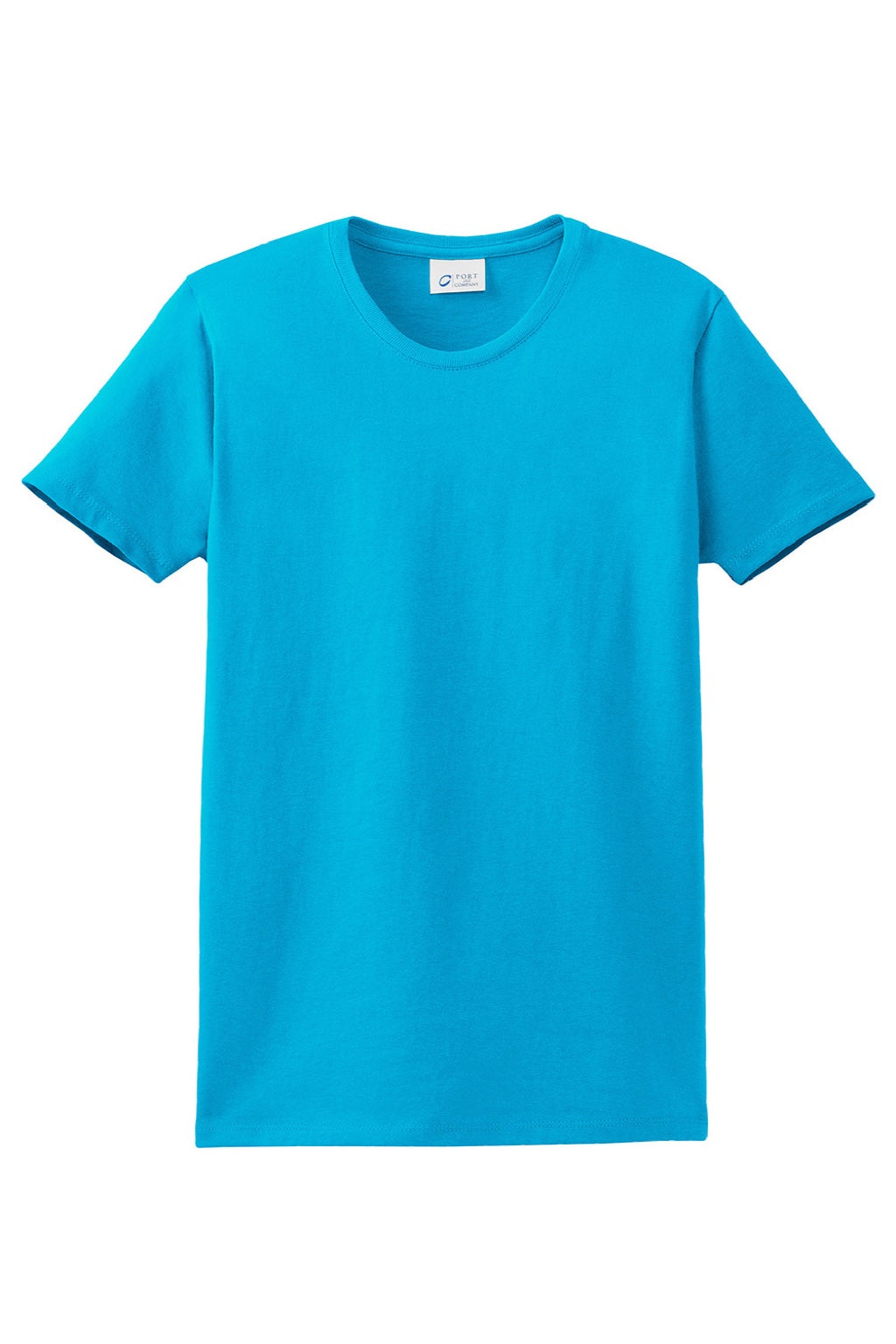 Port & Company LPC61 Womens Essential Short Sleeve Crewneck T-Shirt Aquatic Blue Flat Front