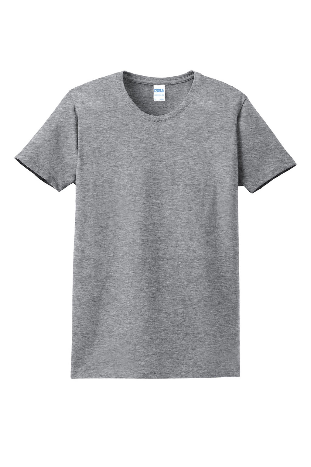 Port & Company LPC61 Womens Essential Short Sleeve Crewneck T-Shirt Heather Grey Flat Front