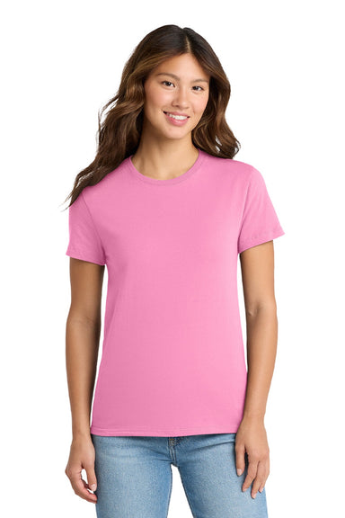 Port & Company LPC61 Womens Essential Short Sleeve Crewneck T-Shirt Candy Pink Model Front