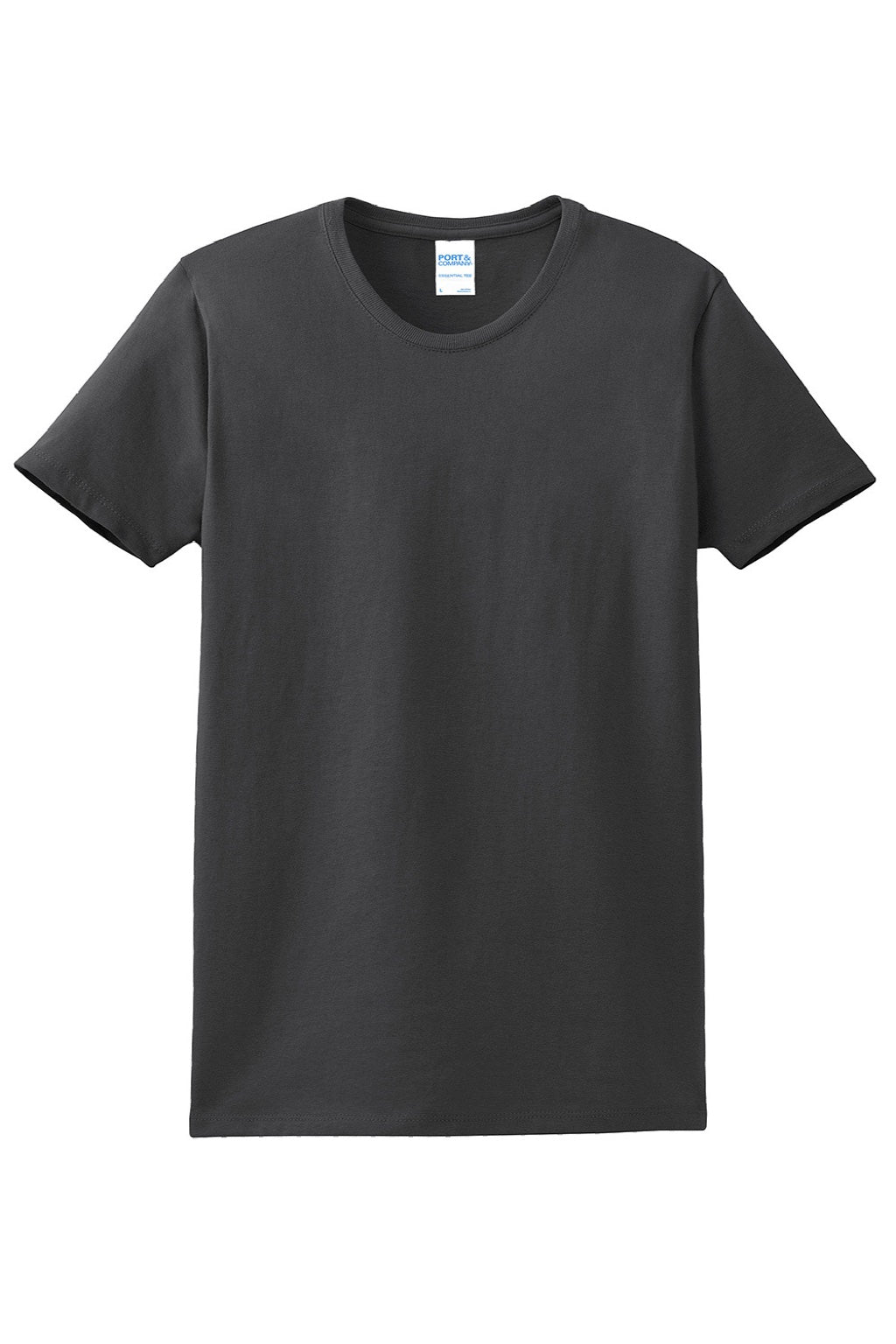 Port & Company LPC61 Womens Essential Short Sleeve Crewneck T-Shirt Charcoal Grey Flat Front