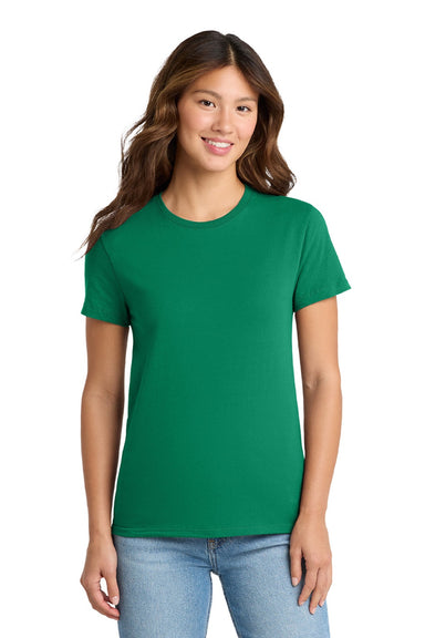 Port & Company LPC61 Womens Essential Short Sleeve Crewneck T-Shirt Kelly Green Model Front