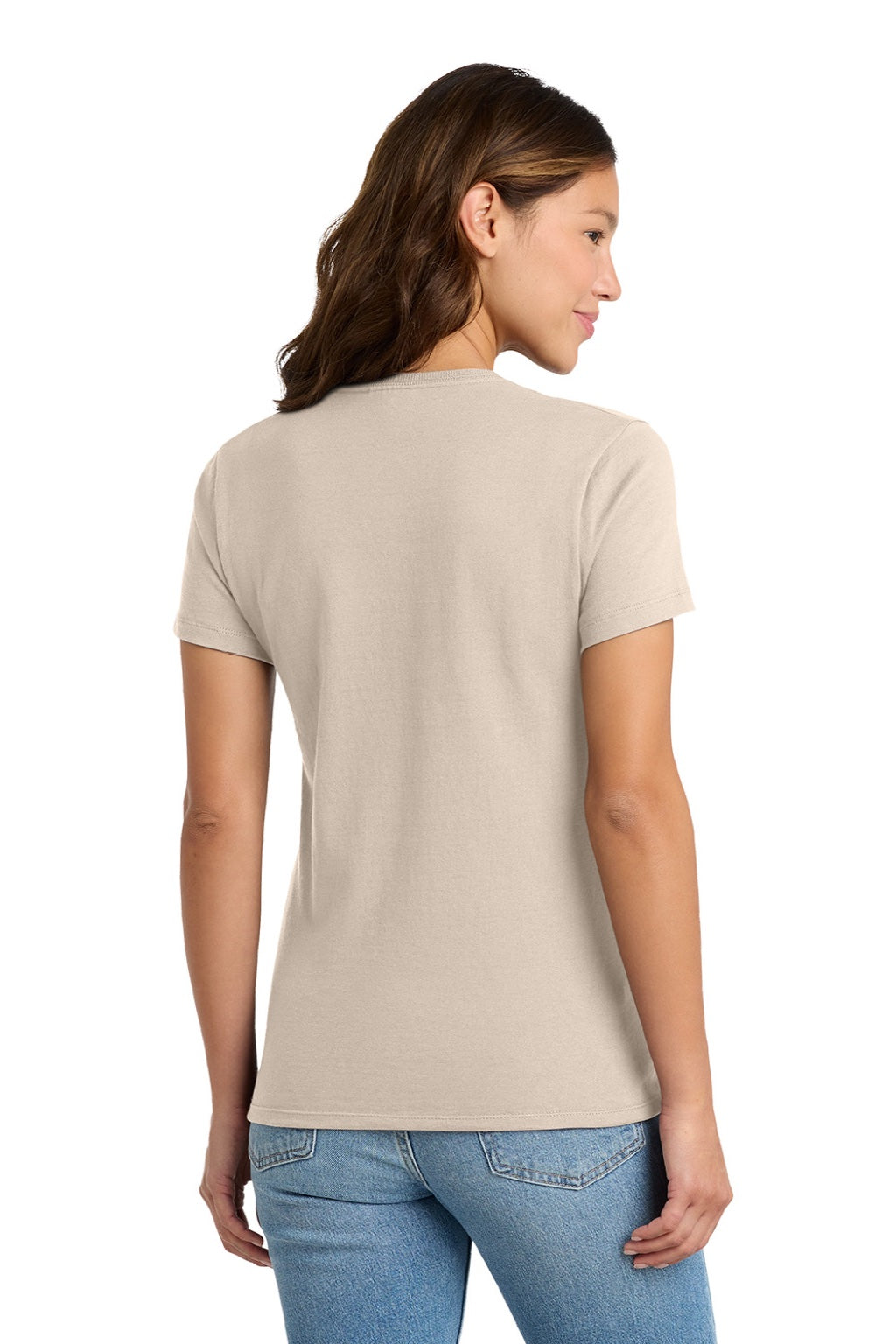 Port & Company LPC61 Womens Essential Short Sleeve Crewneck T-Shirt Natural Model Back