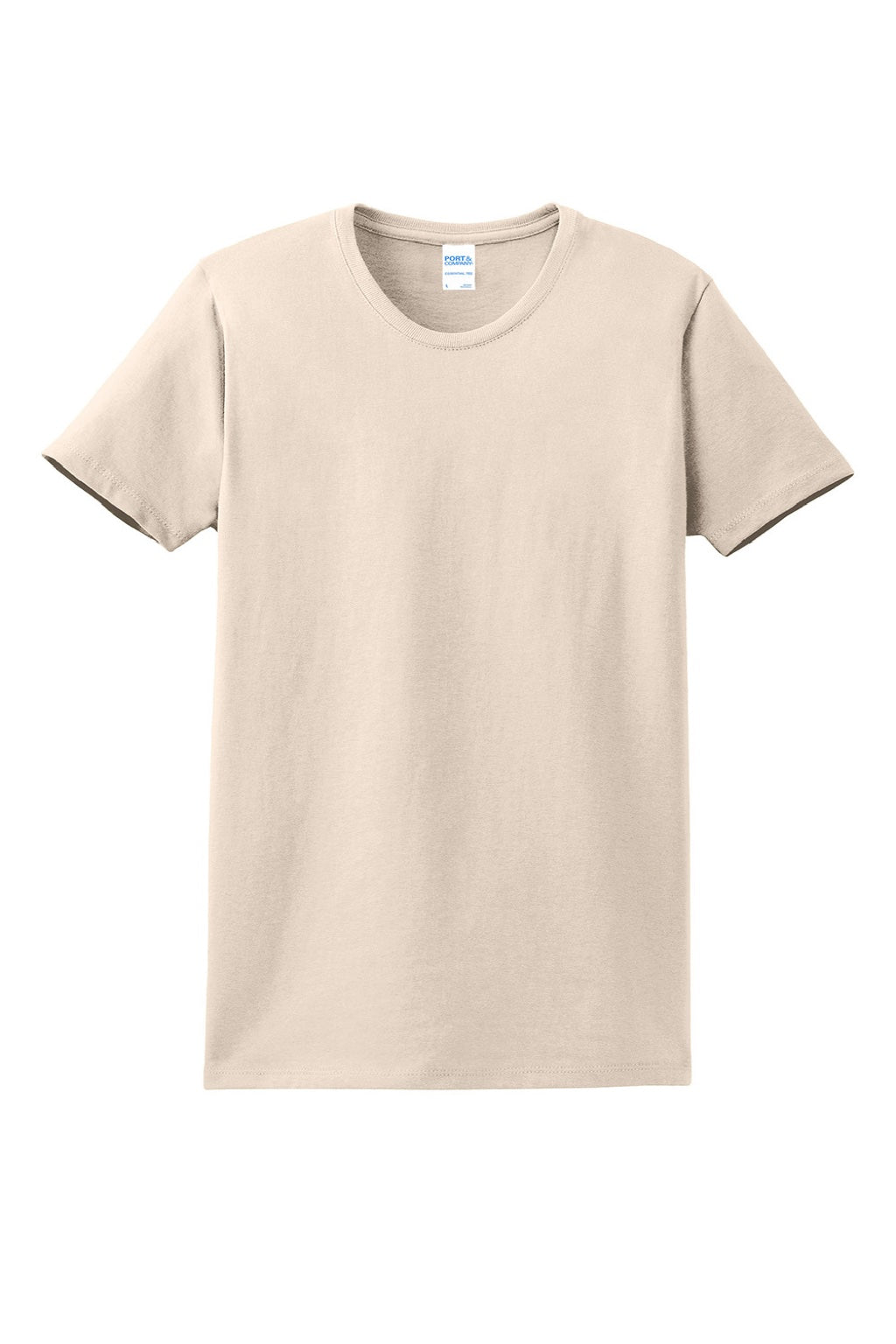 Port & Company LPC61 Womens Essential Short Sleeve Crewneck T-Shirt Natural Flat Front