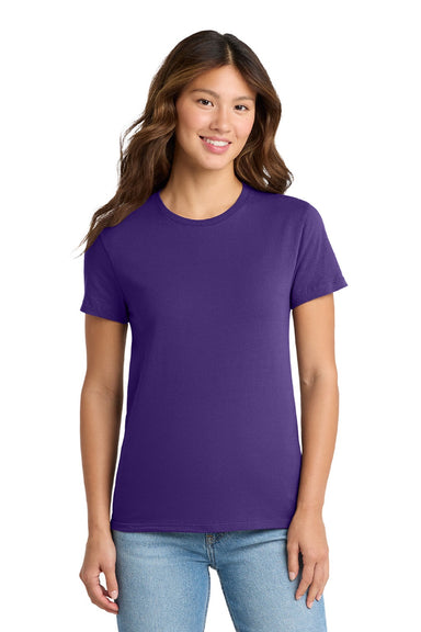 Port & Company LPC61 Womens Essential Short Sleeve Crewneck T-Shirt Purple Model Front