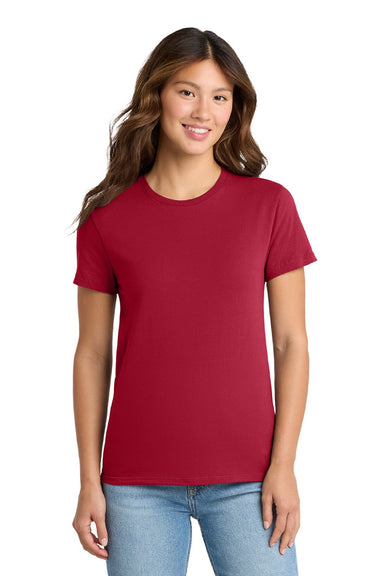 Port & Company LPC61 Womens Essential Short Sleeve Crewneck T-Shirt Red Model Front