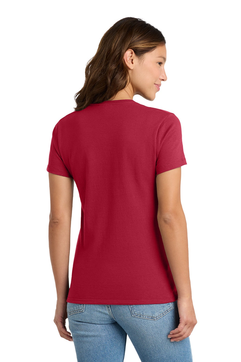 Port & Company LPC61 Womens Essential Short Sleeve Crewneck T-Shirt Red Model Back