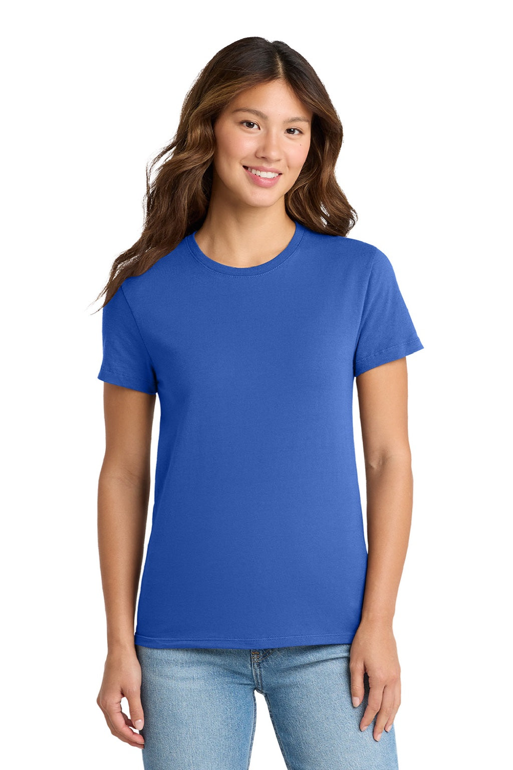 Port & Company LPC61 Womens Essential Short Sleeve Crewneck T-Shirt Royal Blue Model Front