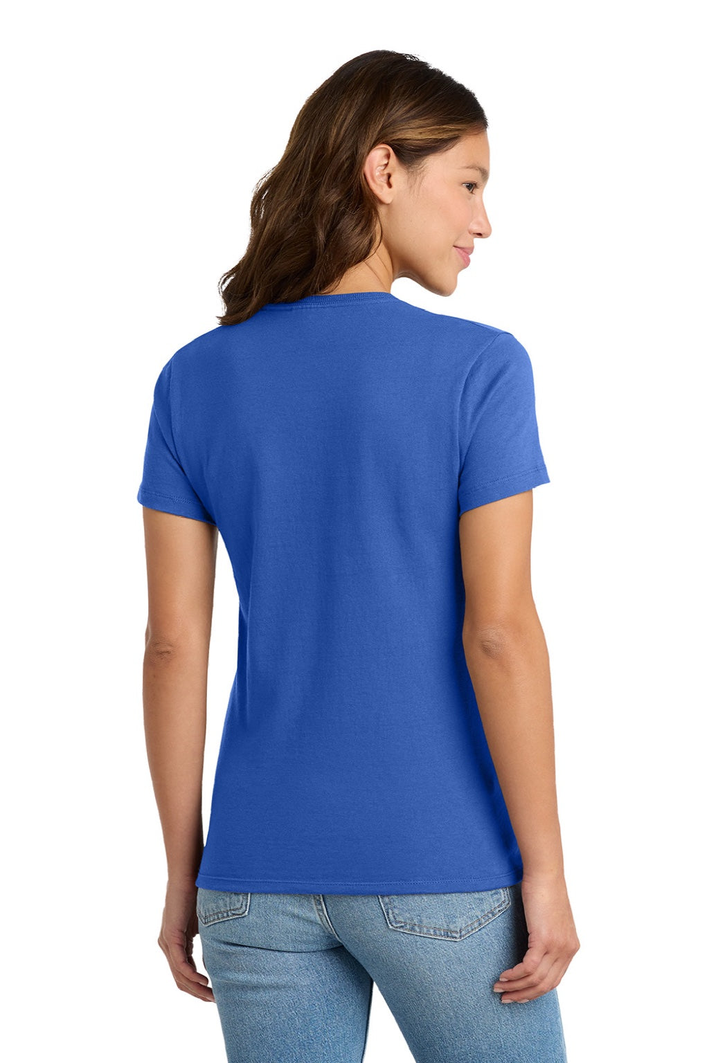 Port & Company LPC61 Womens Essential Short Sleeve Crewneck T-Shirt Royal Blue Model Back
