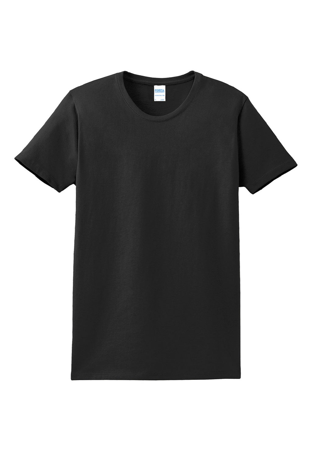 Port & Company LPC61 Womens Essential Short Sleeve Crewneck T-Shirt Jet Black Flat Front