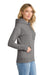 Port & Company LPC78H Womens Core Fleece Hooded Sweatshirt Hoodie w/ Pouch Pocket Heather Graphite Grey Model Side
