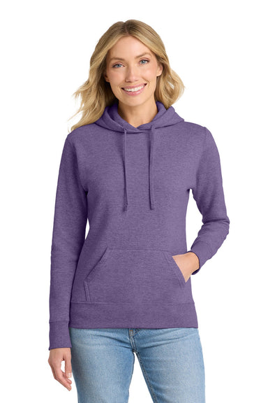 Port & Company LPC78H Womens Core Fleece Hooded Sweatshirt Hoodie w/ Pouch Pocket Heather Purple Model Front