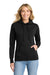 Port & Company LPC78H Womens Core Fleece Hooded Sweatshirt Hoodie w/ Pouch Pocket Jet Black Model Front