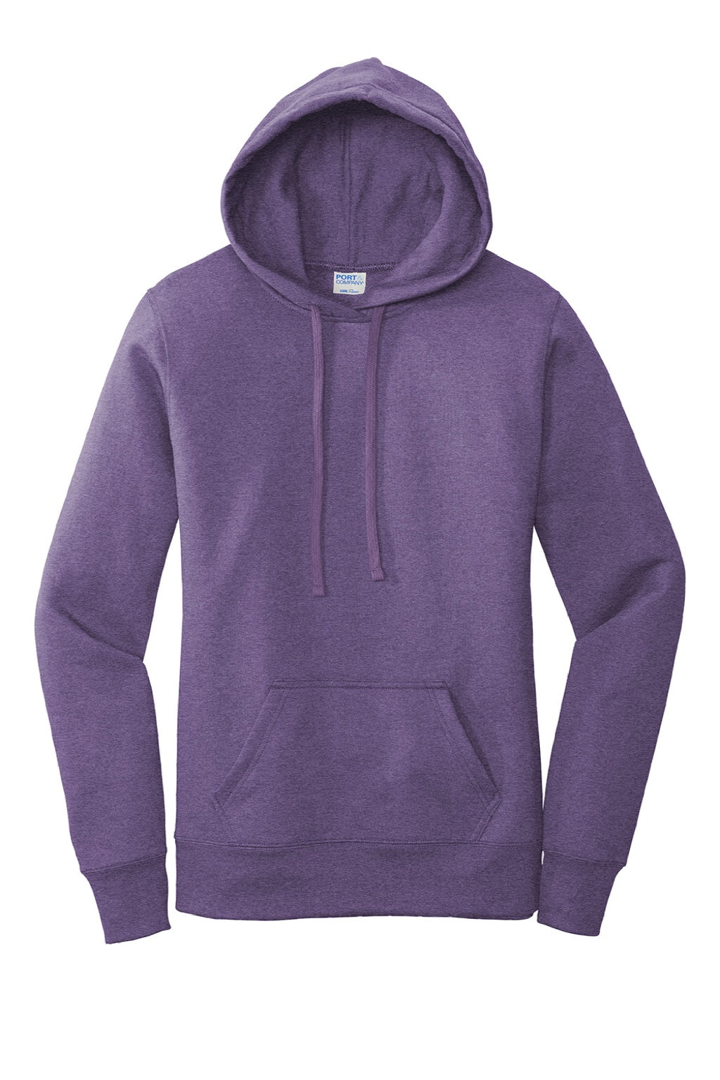 Port & Company LPC78H Womens Core Fleece Hooded Sweatshirt Hoodie w/ Pouch Pocket Heather Purple Flat Front