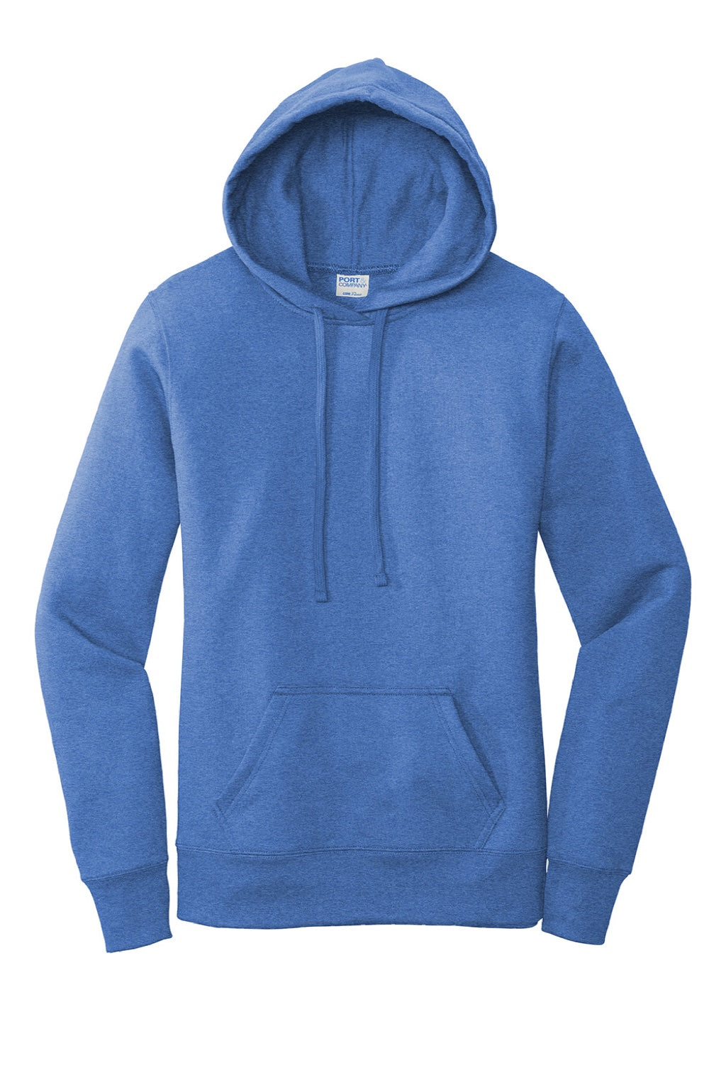 Port & Company LPC78H Womens Core Fleece Hooded Sweatshirt Hoodie w/ Pouch Pocket Heather Royal Blue Flat Front