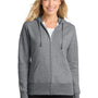 Port & Company Womens Core Pill Resistant Fleece Full Zip Hooded Sweatshirt Hoodie w/ Pockets - Heather Grey