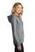 Port & Company LPC78ZH Womens Core Pill Resistant Fleece Full Zip Hooded Sweatshirt Hoodie w/ Pockets Heather Grey Model Side