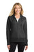 Port & Company LPC78ZH Womens Core Pill Resistant Fleece Full Zip Hooded Sweatshirt Hoodie w/ Pockets Heather Dark Grey Model Front