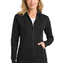 Port & Company Womens Core Pill Resistant Fleece Full Zip Hooded Sweatshirt Hoodie w/ Pockets - Jet Black